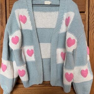 Dreamers by Debut Blue heart Sweater cardigan